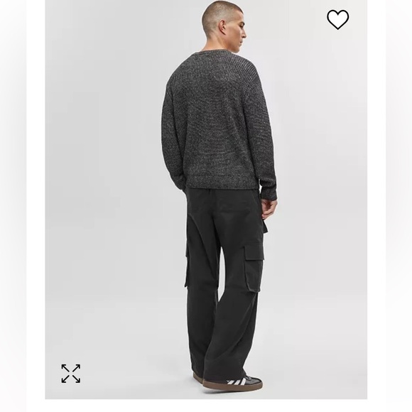 Men’s long sleeve crewneck sweater - color Deep Black - Picture 2 of 3